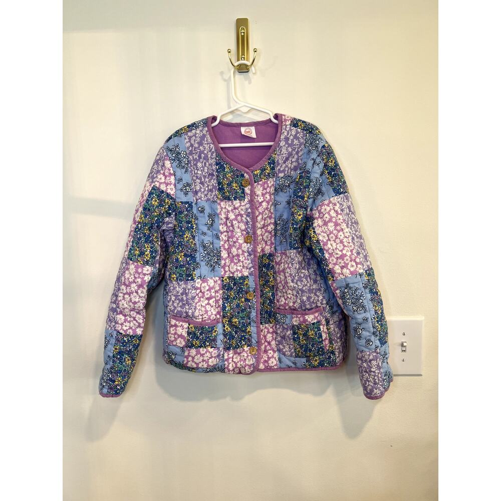 Girls Patchwork Quilted Jacket Cottagecore Floral Spring Jacket XL 14-16 - Picture 2 of 6
